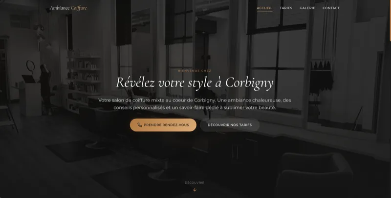 Site vitrine salon coiffure