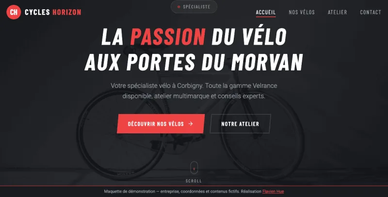 Maquette du site Cycles Horizon sur ordinateur