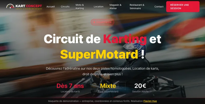 Maquette du site KartConcept sur ordinateur