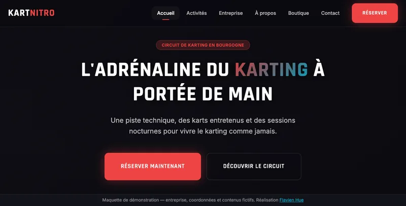 Maquette du site KartNitro sur ordinateur