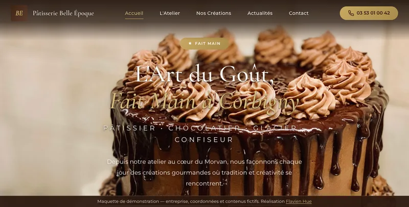 Maquette du site Pâtisserie Belle Époque sur ordinateur